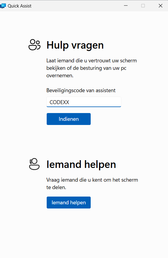 Beveiligingscode van assistent